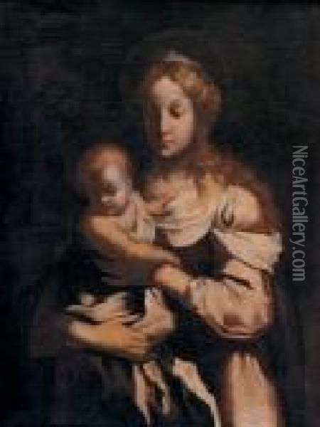Madonna Con Bambino-escuela Veneciana S. Xvii Oil Painting - Giovanni Battista Piazzetta