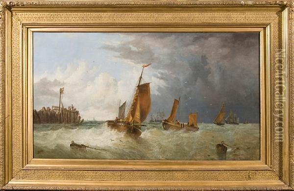 Hurrying To Harbour Oil Painting - James Webb