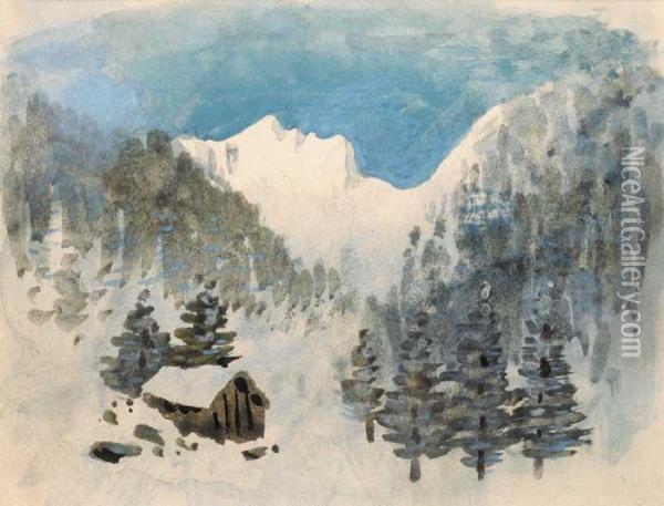 Study Of Alpine Scene Oil Painting - William Percy French