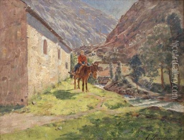 A Dos De Mulet Oil Painting - Louis Marie Adrien Jourdeuil