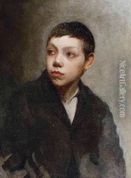 Portrait Of A Boy Oil Painting - Theodule Augustine Ribot
