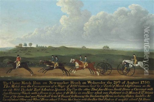 The Chaise Match Run On Newmarket Heath On Wednesday 29 August 1750 Oil Painting - Francis Sartorius the Younger