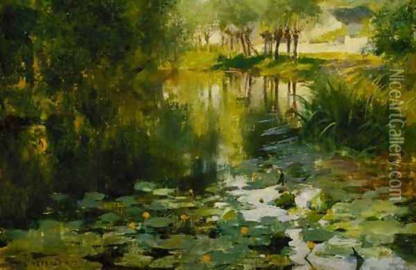 The Lily Pond Oil Painting - Willard Leroy Metcalf