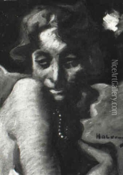 Weibliches Bildnis Mit Perlenkette Oil Painting - Hugo von Habermann the Elder