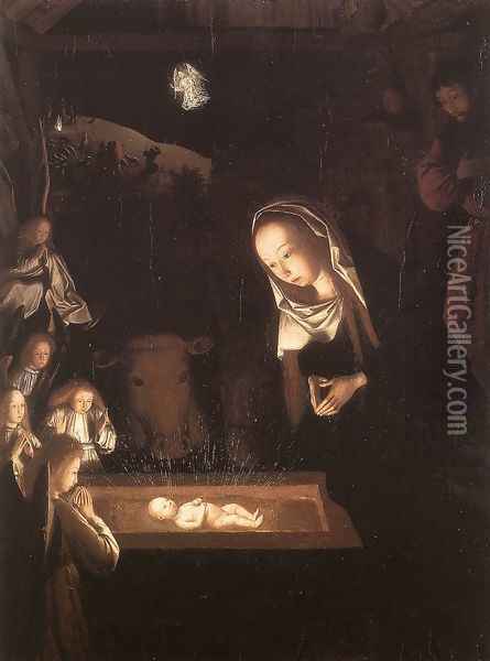 Nativity, at Night 1484-90 Oil Painting - Tot Sint Jans Geertgen