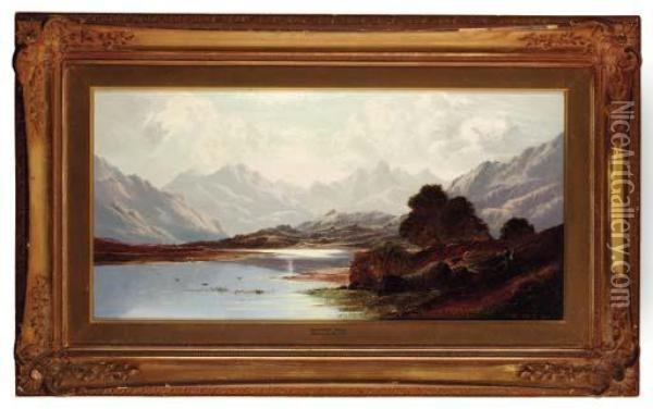 Crummock Water; And Loch Linnie Oil Painting - Charles Leslie