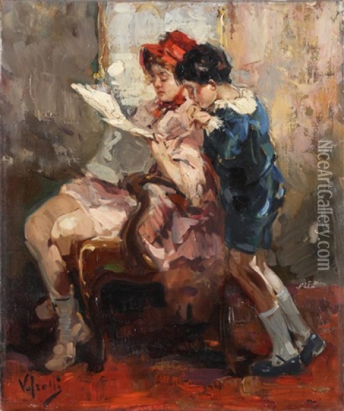 Reading Oil Painting - Vincenzo Irolli