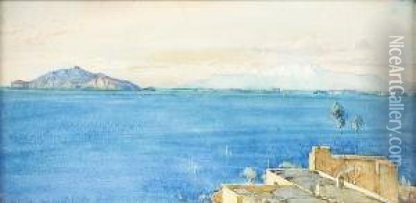Ischia, Bay Of Naples, Past Capri Oil Painting - Tom Scott