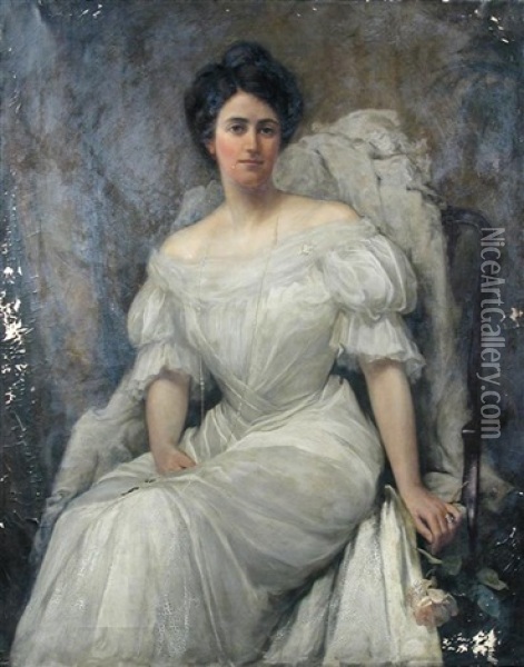 Portrait Of Miss Mary Mckean (later Mrs Scott) Of Lismallard, Omagh, County Tyrone Oil Painting - William G. Mackenzie