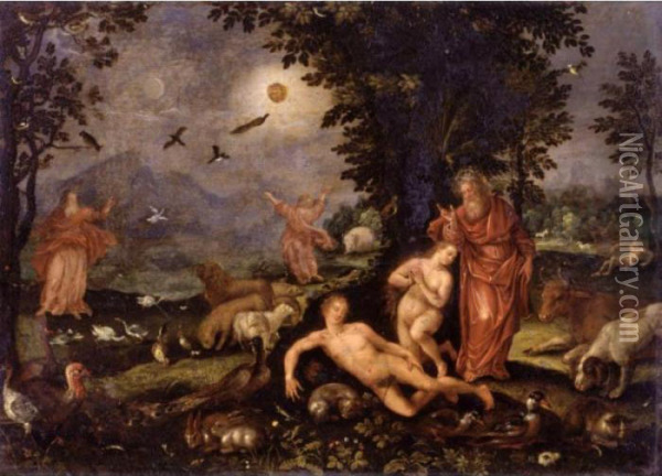 The Creation Of Eve Oil Painting - Maarten de Vos