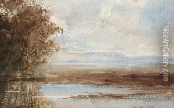 A Lakeland Landscape Oil Painting - Edward Tucker