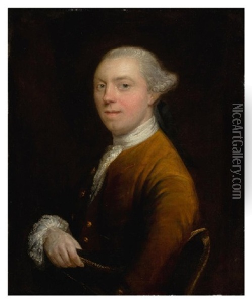Portrait Of Captain Sharpe, Half Length Oil Painting - Thomas Gainsborough