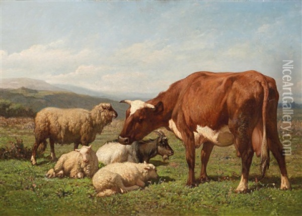 Vieh Auf Der Weide Oil Painting - Louis Robbe