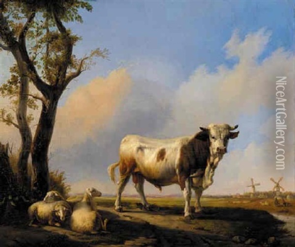 The Majestic Bull Oil Painting - Pierre Emmanuel Dielman