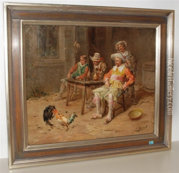 Hahnenkampf Oil Painting - George Appert