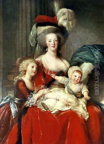 Marie-Antoinette 1755-93 and her Four Children, 1787 Oil Painting - Elisabeth Vigee-Lebrun