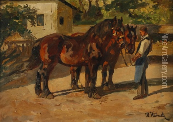 Bauer Mit Pferden Oil Painting - Wilhelm Hohnel
