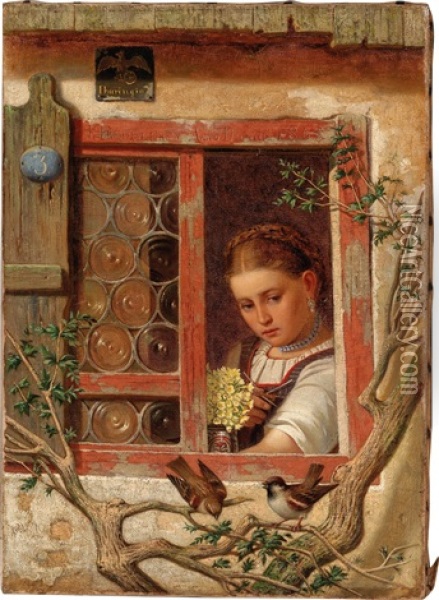 Girl By The Window Oil Painting - Ernst Freiesleben