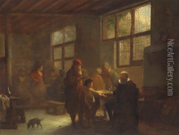A Tavern Interior Oil Painting - Willem Linnig the Elder