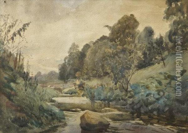 The River Dodder Near Rathfarnham Oil Painting - Joseph Poole Addey