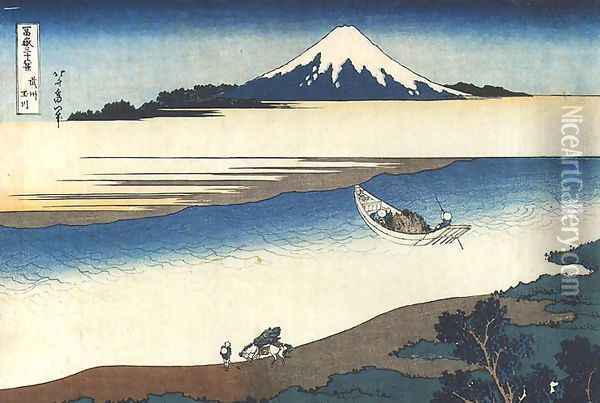 Tama River in the Province of Musashi (Bushu Tamagawa) Oil Painting - Katsushika Hokusai