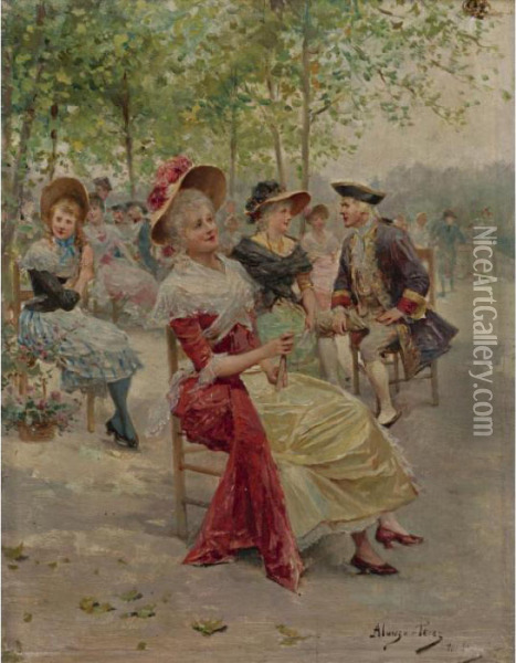 An Afternoon In The Park Oil Painting - Alonso Perez