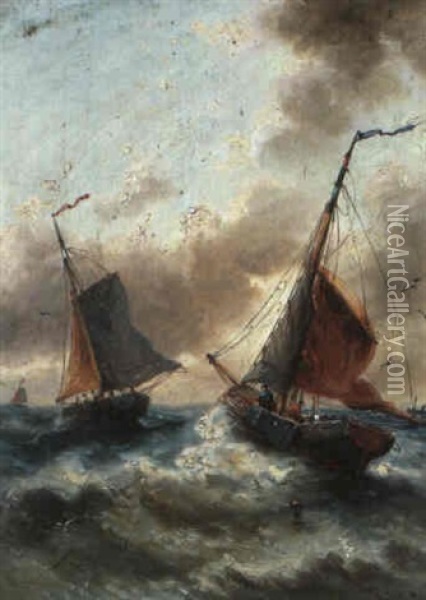 Vent D'ouest - Mer Du Nord Oil Painting - Auguste Henri Musin