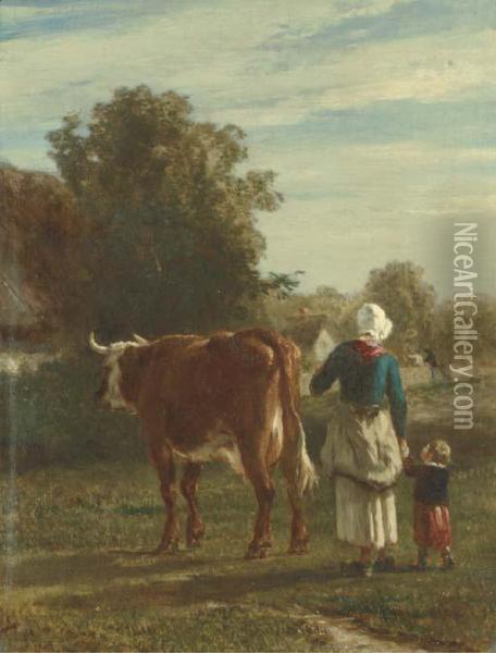 Retour De La Vache Oil Painting - Constant Troyon