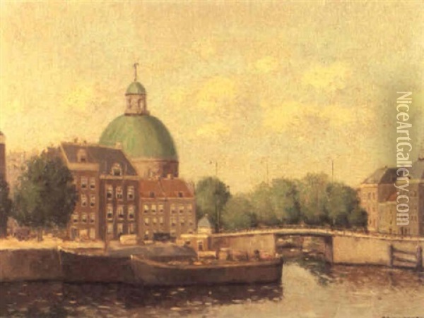 Canal Scene Oil Painting - Nicolaas Bruynesteyn