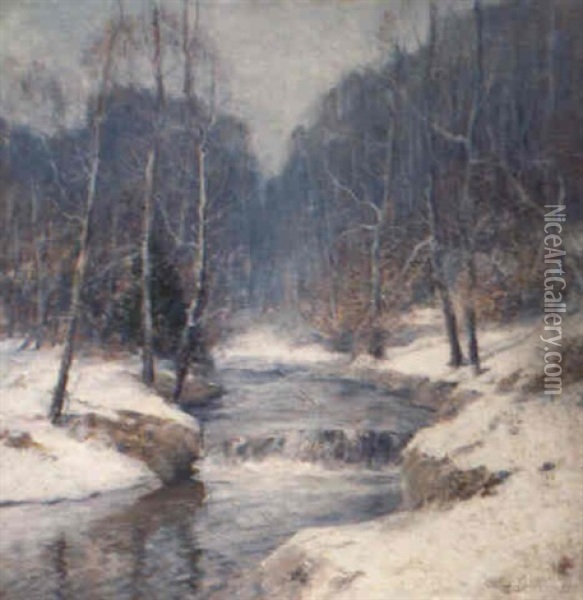 The Rock-bound-brook Oil Painting - Ernest Albert