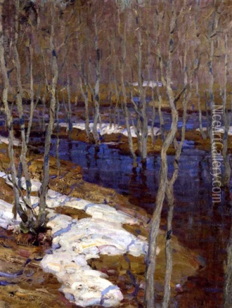 The Thaw Oil Painting - Isaak Levitan