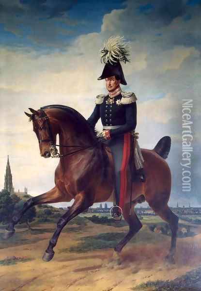 Equestrian Portrait of Frederick William III Oil Painting - Franz Kruger