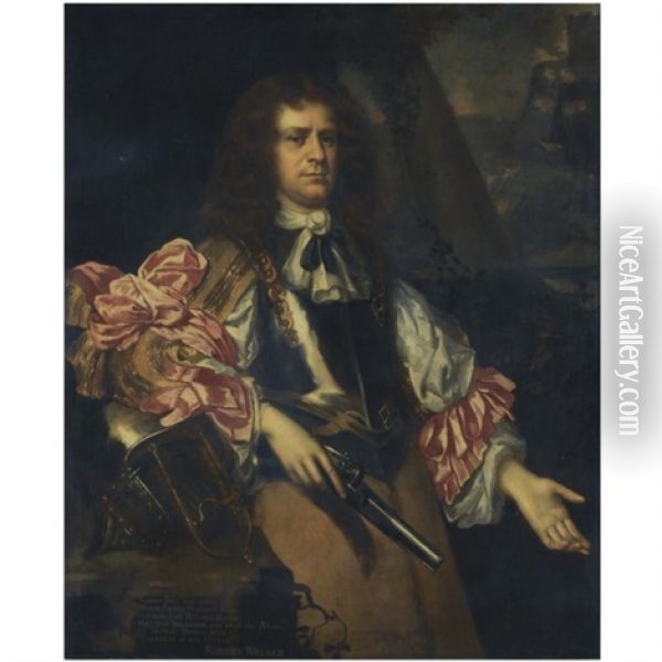 Portrait Of A Gentleman, Said To Be Cornet George Joyce Oil Painting - Jacob Huysmans