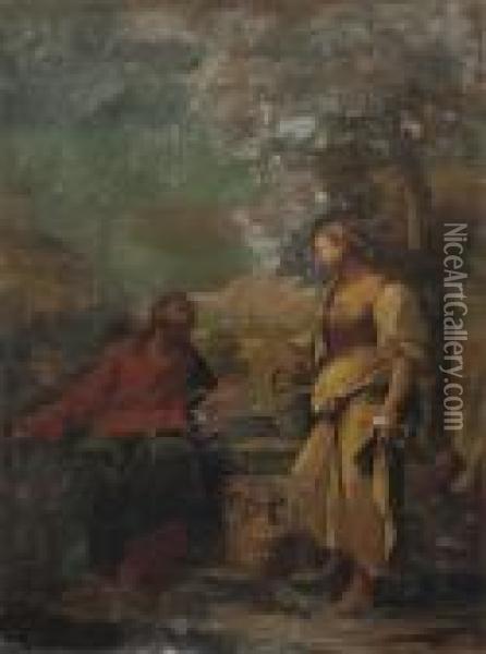 Christ With The Woman Of Samaria Oil Painting - Annibale Carracci