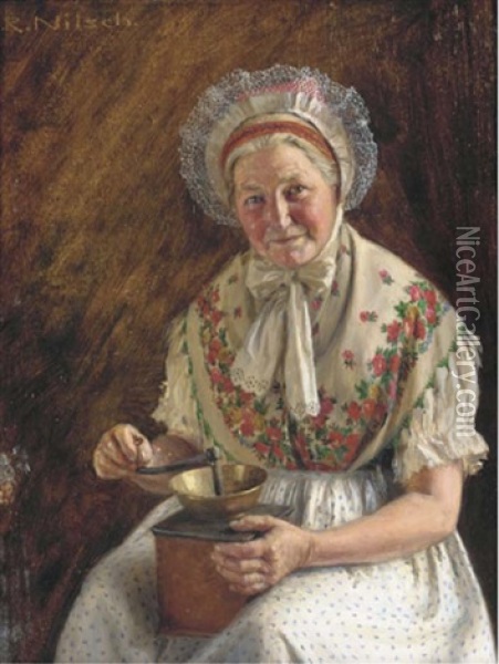 The Coffee Grinder Oil Painting - Richard Nitsch