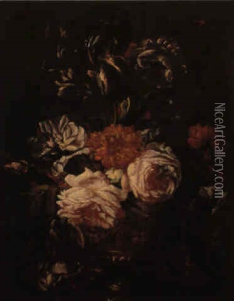 Blumenstraus In Einer Prunkvase Oil Painting - Antoine Monnoyer