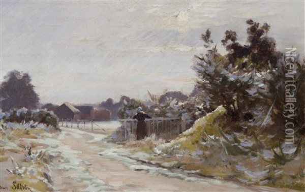 View Of A Village Oil Painting - Henri Saintin