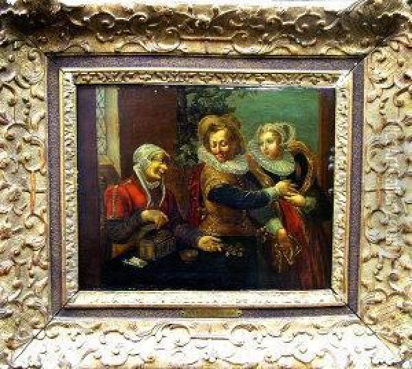 A Brothel Scene With A Young Coupleand A Procuress Oil Painting - Willem Buytewech