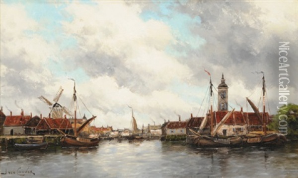 Hollandische Hafenszene Oil Painting - Hermanus Koekkoek the Younger