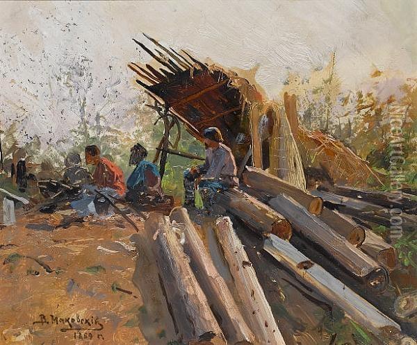 Fishermen In The Berezovsky District Oil Painting - Vladimir Egorovic Makovsky