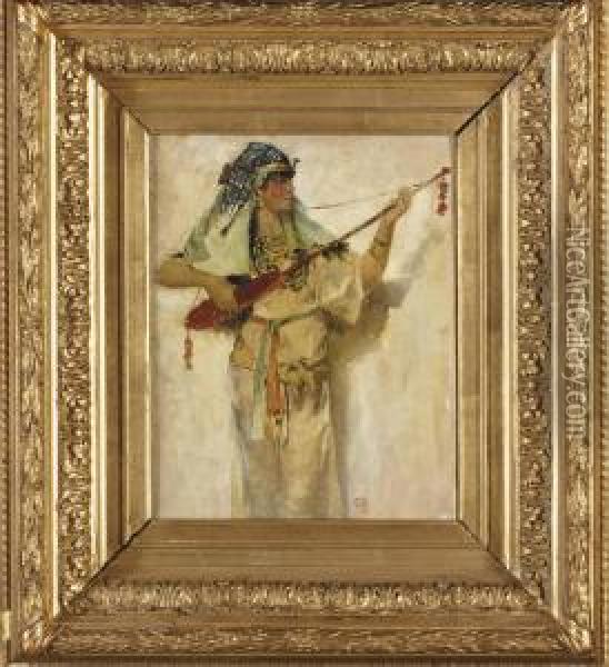 Musicienne Egyptienne Jouant Du Luth Oil Painting - Georges Antoine Rochegrosse