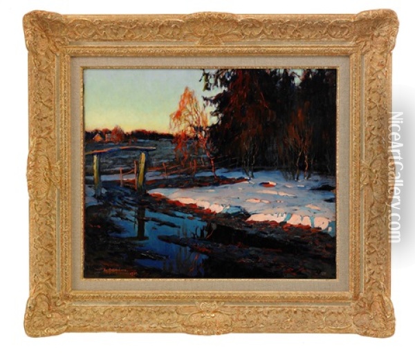 Winter Landscape Oil Painting - Vladimir Nikolaevich Fedorovich
