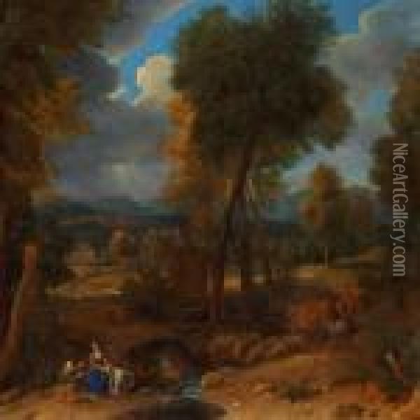 Rest On The Flight Into Egypt Oil Painting - Nicolas Poussin