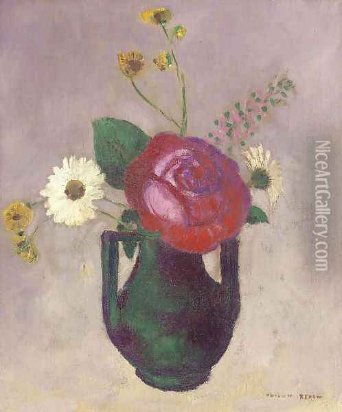 La rose et la marguerite Oil Painting - Odilon Redon