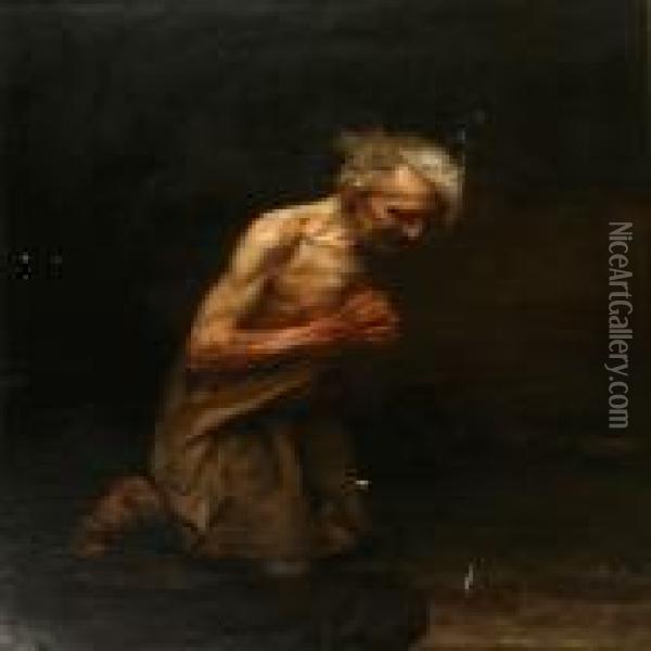 The Hermit Oil Painting - Julius Paulsen