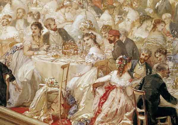 Dinner at the Tuileries 1867 Oil Painting - Henri Baron