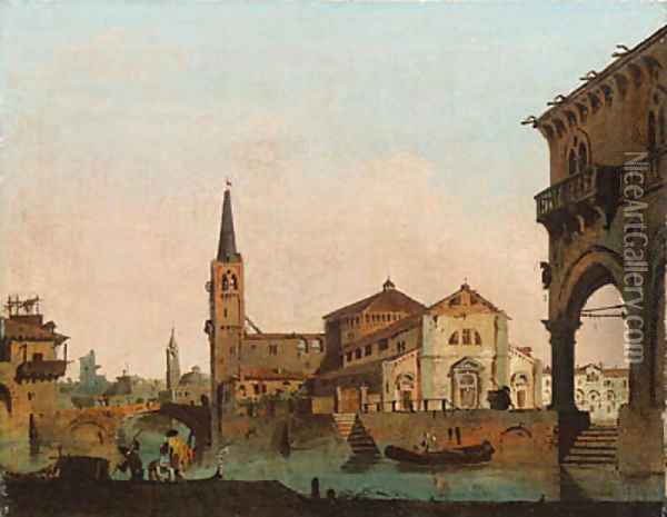 Cappricci of towns in the Veneto Oil Painting - Giovanni Migliara