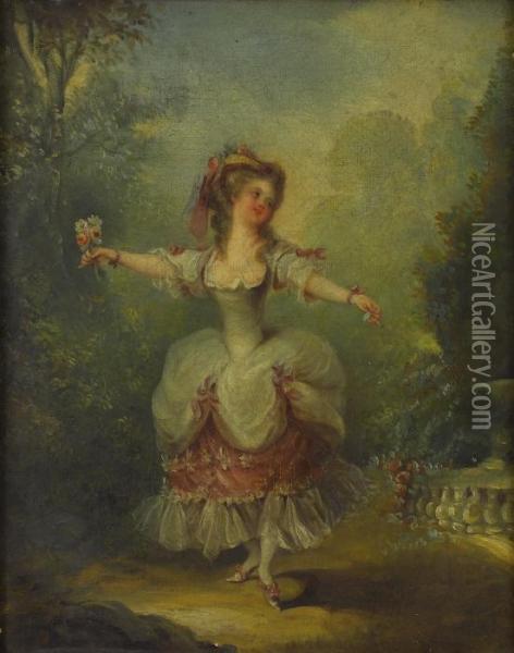 Young Girl In A Garden Oil Painting - Jean-Honore Fragonard