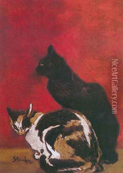 Les Chats - The Cats I Oil Painting - Theophile Alexandre Steinlen