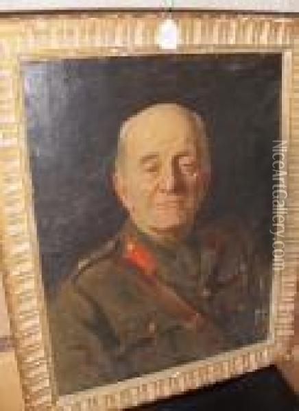 Portrait Of A Man In Army Uniform, 1916 Oil Painting - Reginald Grenville Eves